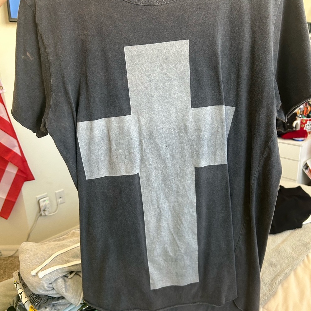 Gray T-Shirt with Cross Design